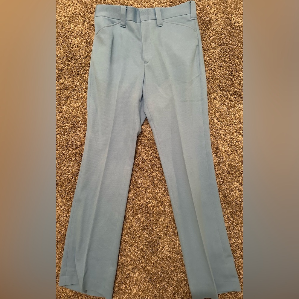 Vintage 1970s Made In America Wrangler Trousers Sky Blue  30x31